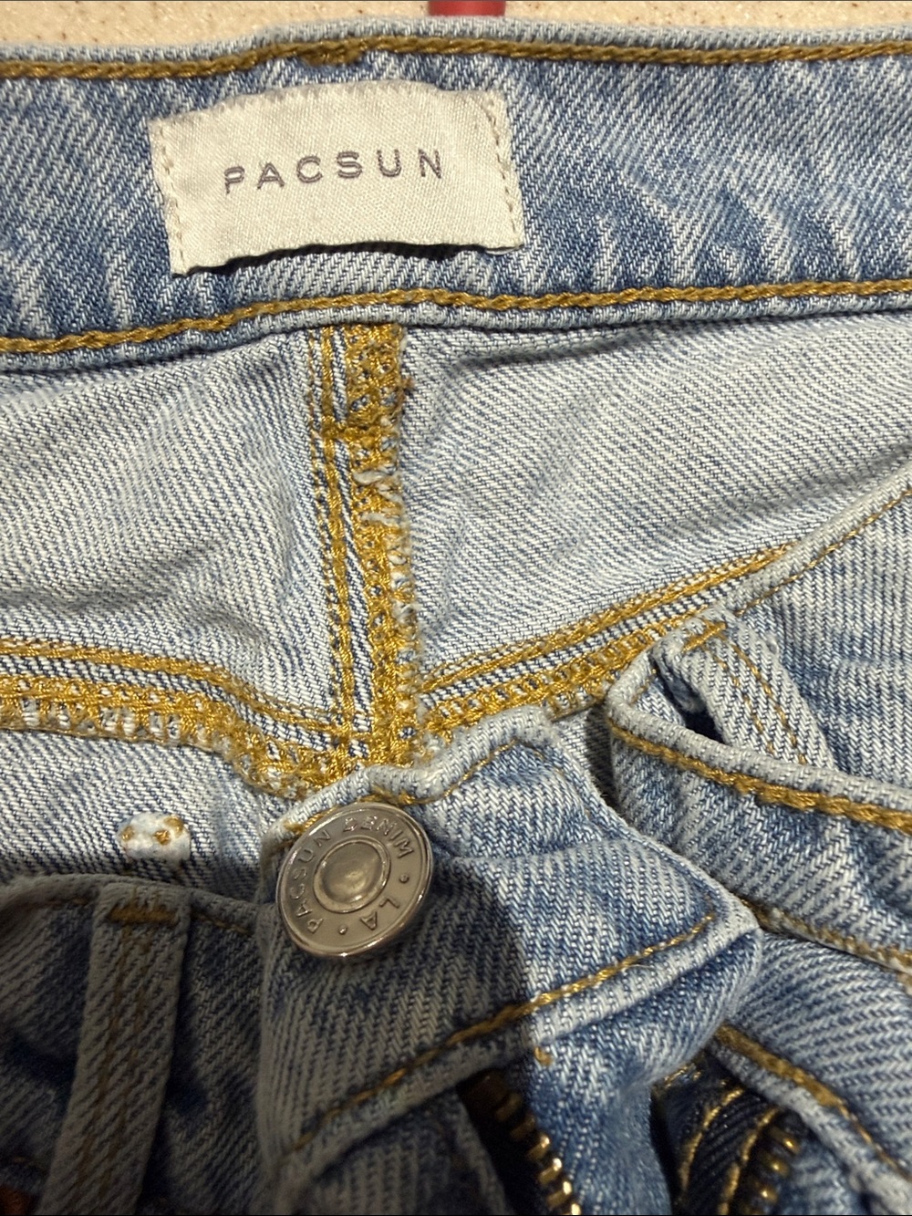 PacSun Light Blue Denim Jeans with Gold Stitching - Picture 2 of 3